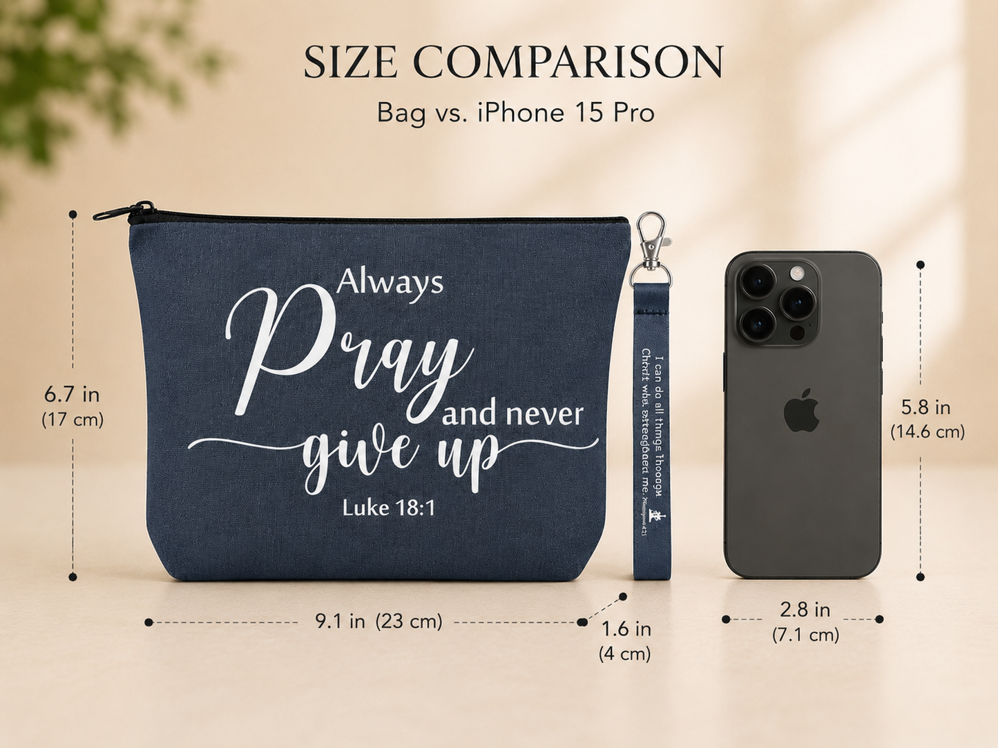 Always Pray and Never Give Up Cosmetic Bag