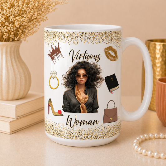 Virtuous Woman Ceramic Mug Black Blouse
