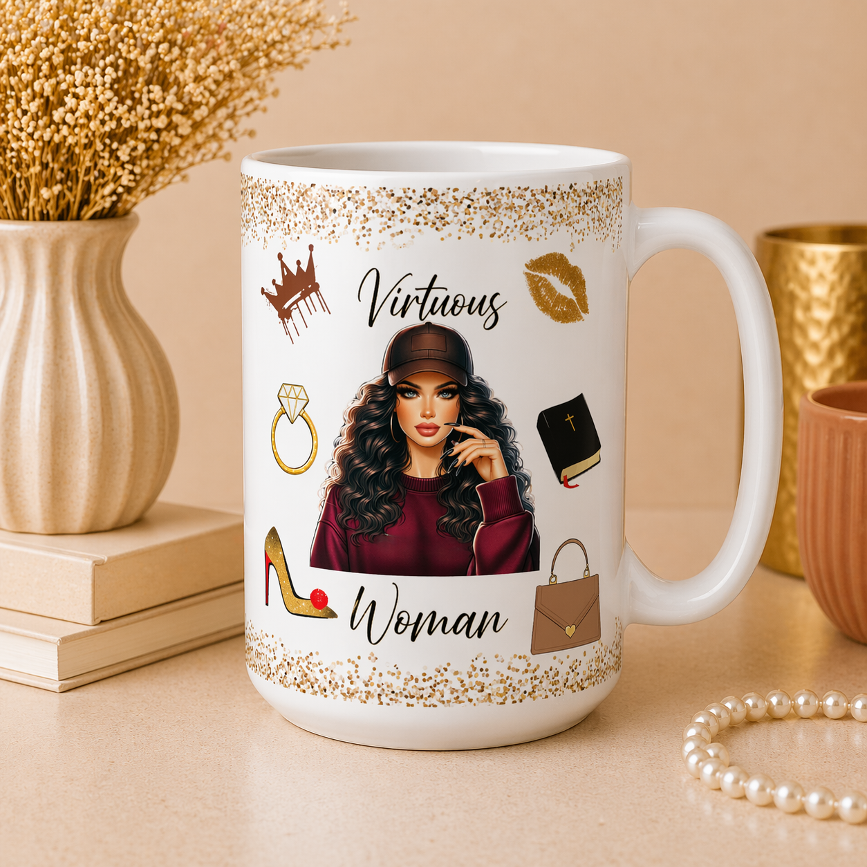 Virtuous Woman Ceramic Mug - Red Top