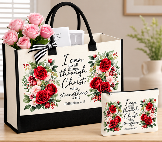 I Can Do All Things Tote & Cosmetic Bag Set