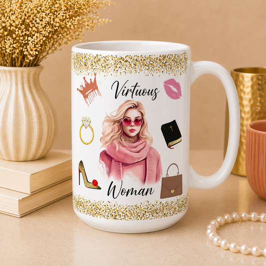 Virtuous Woman Ceramic Mug - Pink Scarf