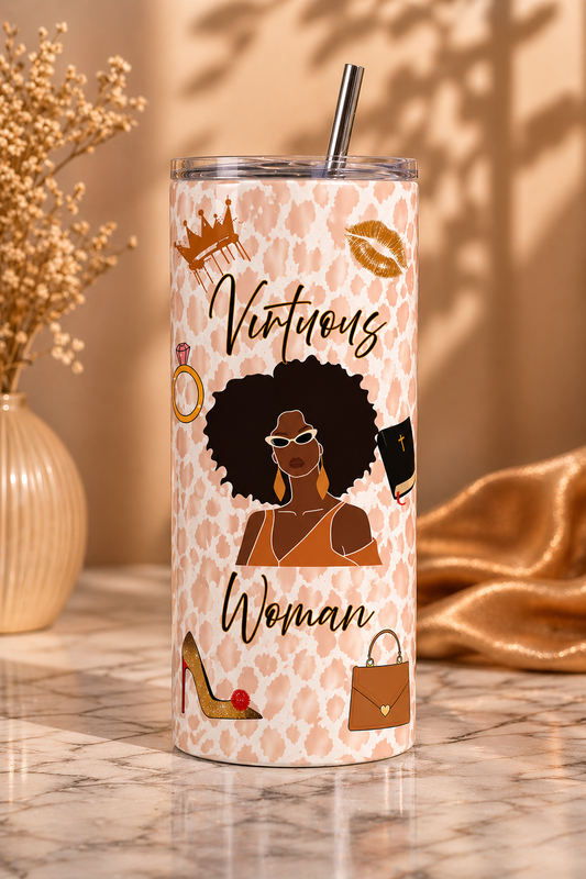 Afro Queen Leopard Print Tumbler