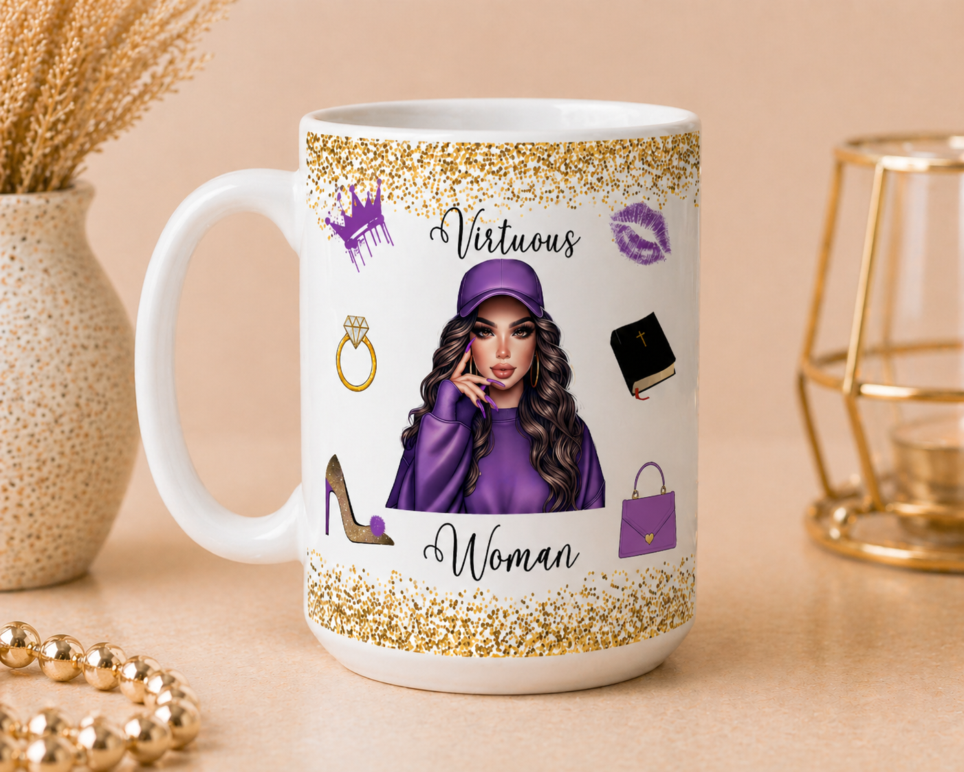 Virtuous Woman Ceramic Mug - Purple Hat