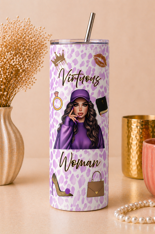 Virtuous Woman Tumbler Purple Cap