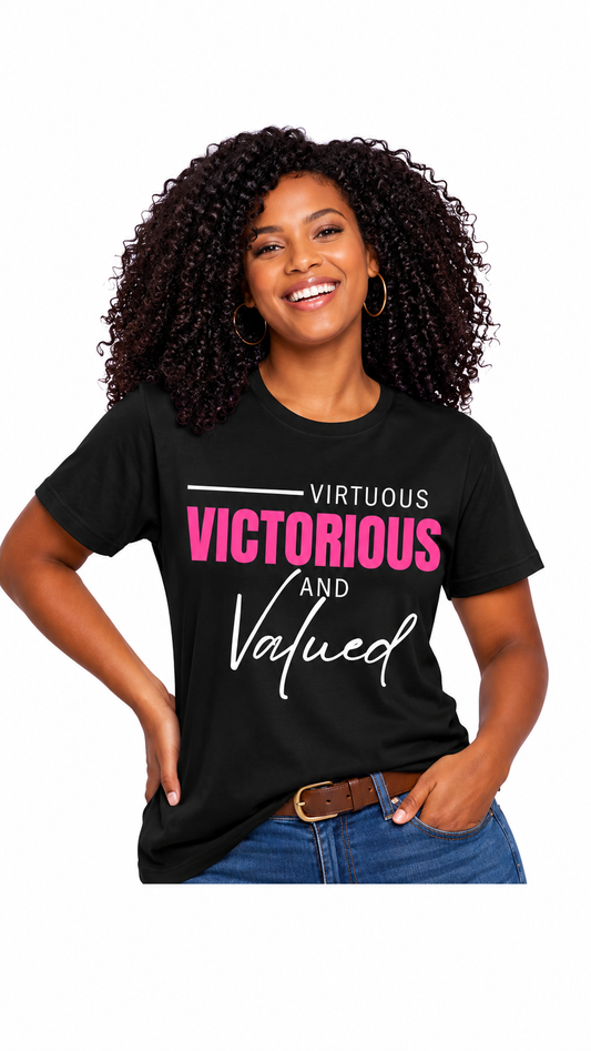Virtuous Victorious & Valued Tee — Black