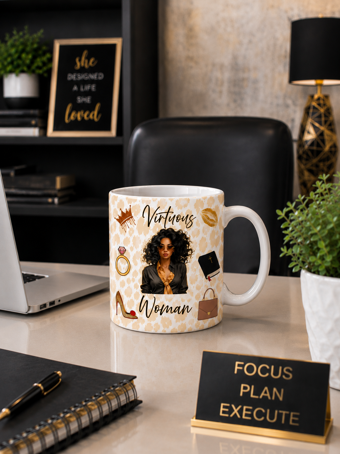 Virtuous Woman Ceramic Mug Black Blouse